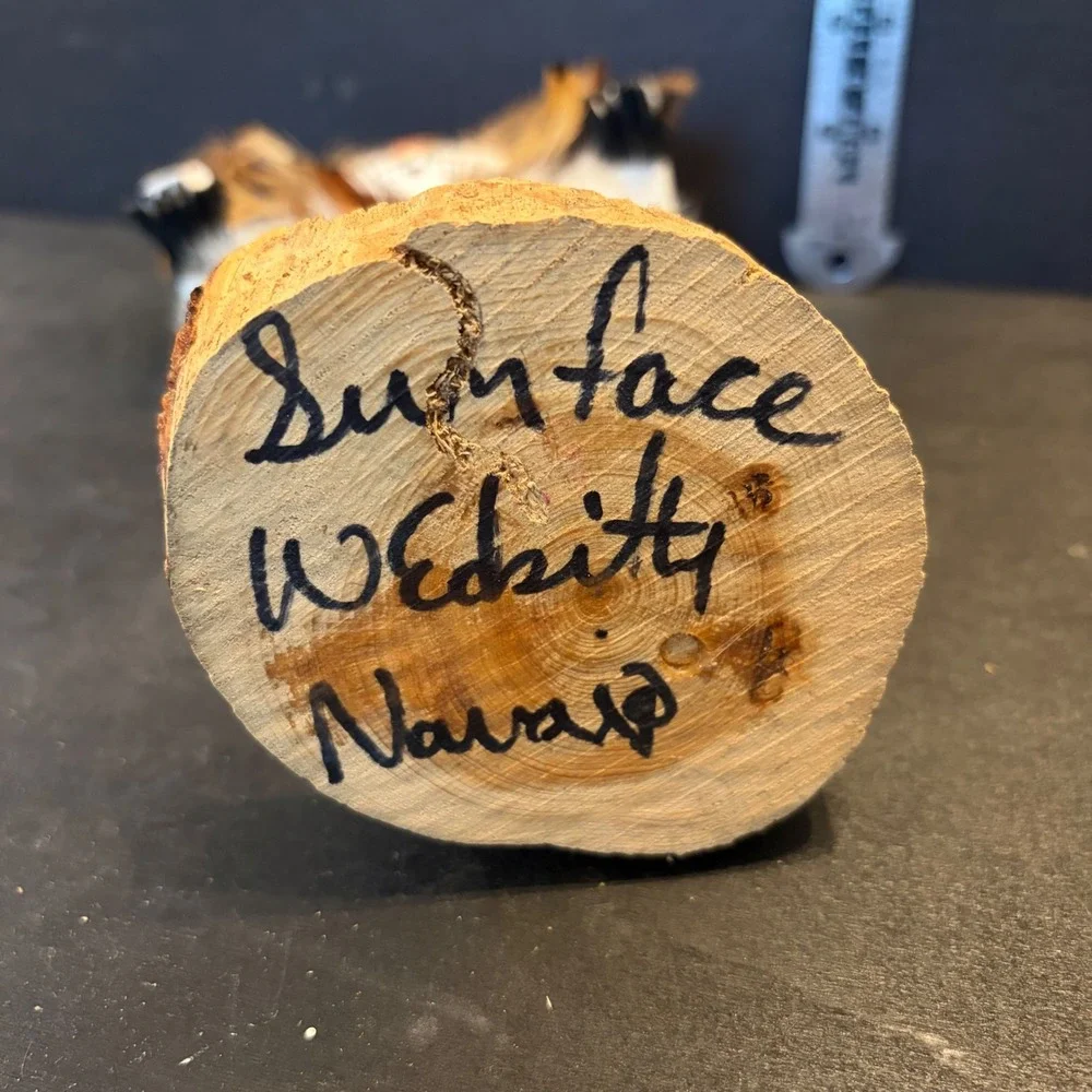 Navajo Sunface Kachina Doll Handcrafted W Editty Signed Wood Base 8.5 Inch